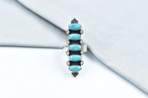 Handmade Mojave Turquoise & Sterling Silver Adjustable Ring