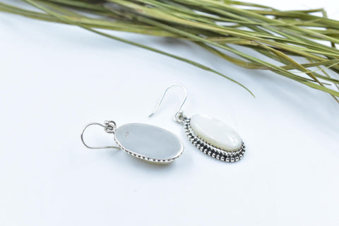 Handmade Mother of Pearl & Sterling Silver Dangle Drop Earrings