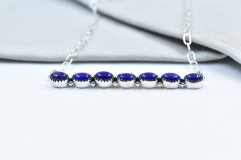 Handmade Lapis Lazuli & Sterling Silver Necklace with 18 inch Adjustable Chain