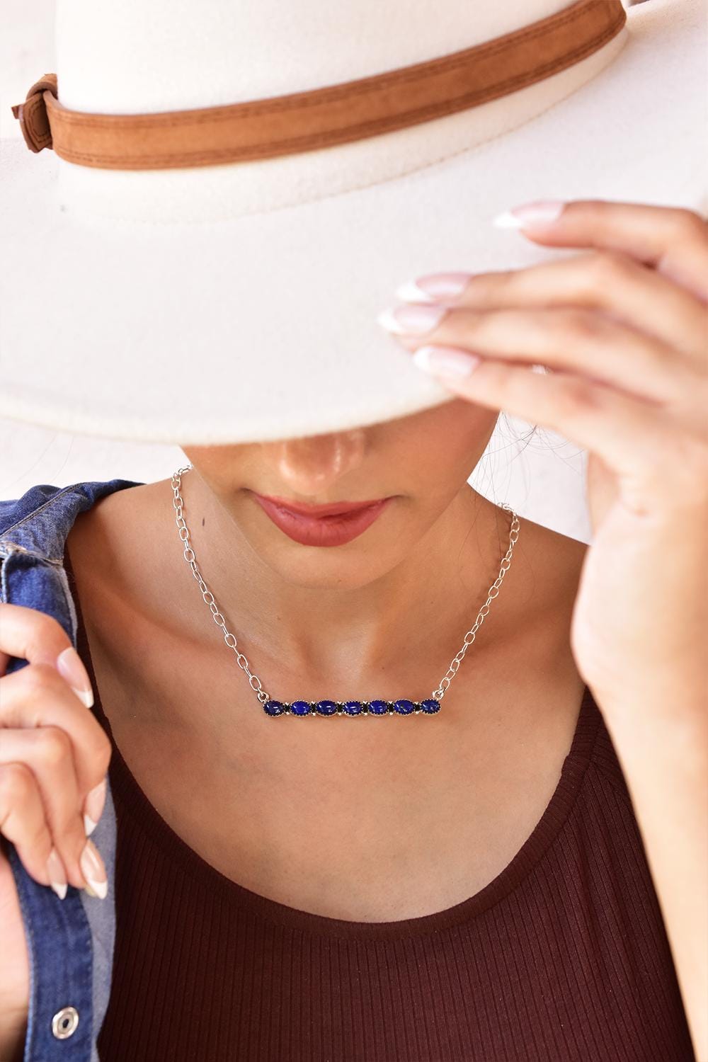 Handmade Lapis Lazuli & Sterling Silver Necklace with 18 inch Adjustable Chain