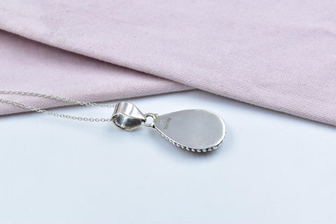 Handmade Pink Dahlia Turquoise & Sterling Silver Pendant with 16 Inch Adjustable Chain
