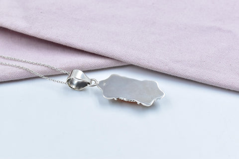 Handmade Orange Spiny Oyster & Sterling Silver Pendant with 16 Inch Adjustable Chain