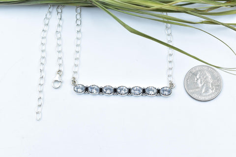 Handmade Cubic Zircon & Sterling Silver Necklace with 18 inch Adjustable Chain