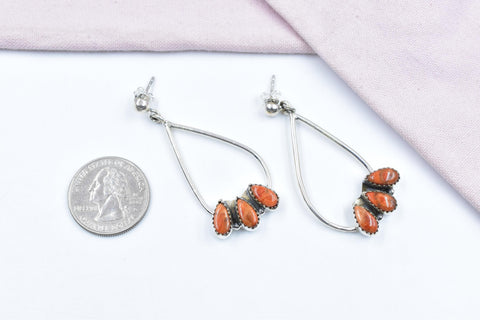 Handmade Sponge Coral Sterling Silver Post Stud Earrings for Women