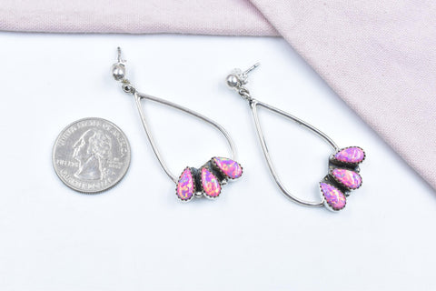 Handmade Balloon Opal & Sterling Silver Post Stud Earrings for Women