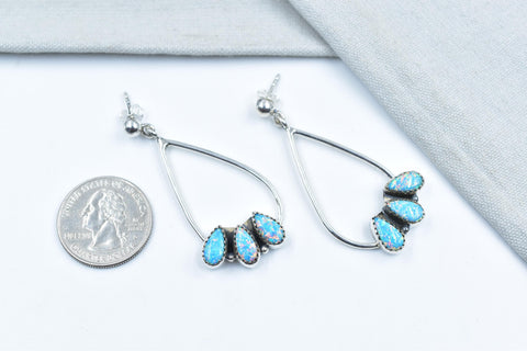 Handmade Balloon Opal & Sterling Silver Post Stud Earrings for Women