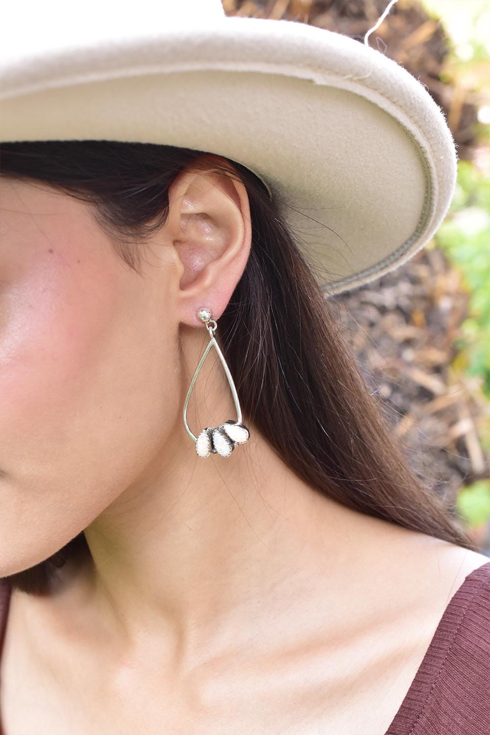 Handmade Balloon Opal & Sterling Silver Post Stud Earrings for Women