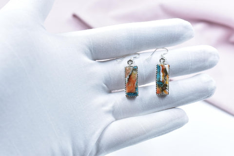 Handmade Spiny Oyster Turquoise & Sterling Silver Earrings