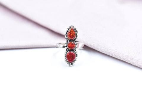 Handmade Balloon Opal Sterling Sterling Silver Adjustable Ring