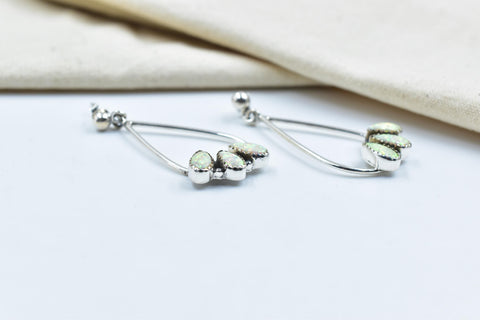 Handmade Balloon Opal & Sterling Silver Post Stud Earrings for Women