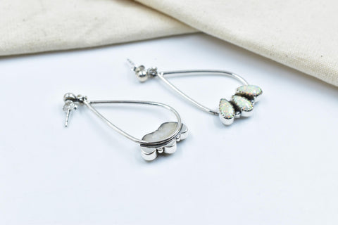 Handmade Balloon Opal & Sterling Silver Post Stud Earrings for Women