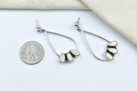Handmade Balloon Opal & Sterling Silver Post Stud Earrings for Women