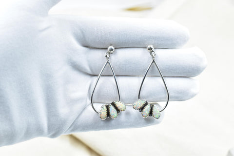 Handmade Balloon Opal & Sterling Silver Post Stud Earrings for Women