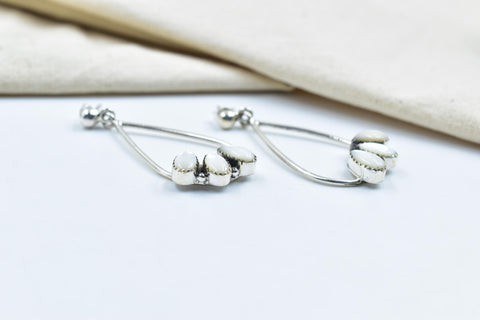 Handmade Mother of Pearl & Sterling Silver Post Stud Earrings for Women