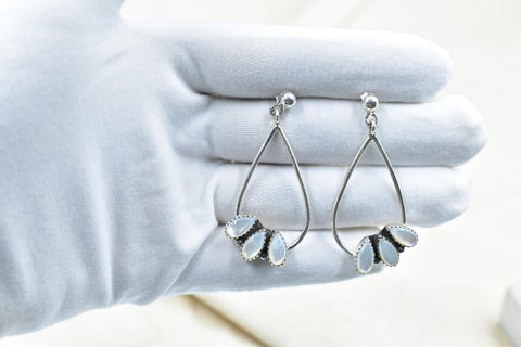 Handmade Mother of Pearl & Sterling Silver Post Stud Earrings for Women