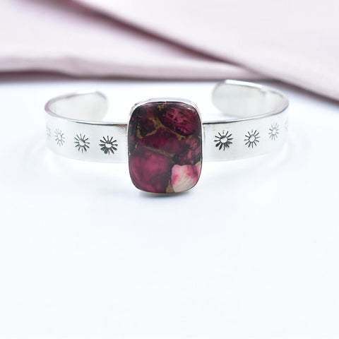 Handmade Rose Dahlia Turquoise 925 Sterling Silver Bangle