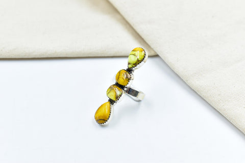 Handmade Honey Dahlia Turquoise & Sterling Silver Adjustable Ring