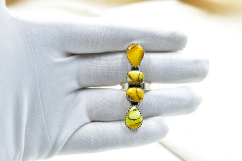 Handmade Honey Dahlia Turquoise & Sterling Silver Adjustable Ring