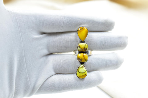 Handmade Honey Dahlia Turquoise & Sterling Silver Adjustable Ring