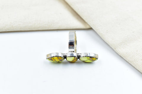 Handmade Honey Dahlia Turquoise & Sterling Silver Adjustable Ring