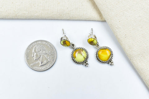 Handmade Honey Dahlia Turquoise & Sterling Silver Post Stud Earrings for Women