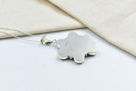 Handmade Honey Dahlia Turquoise & Sterling Silver Pendant with 16 inch Adjustable Chain