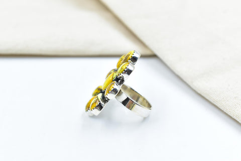 Handmade Honey Dahlia Mojave Turquoise & Sterling Silver Adjustable Ring