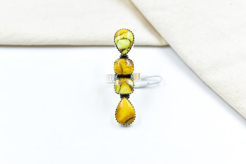 Handmade Honey Dahlia Turquoise & Sterling Silver Adjustable Ring