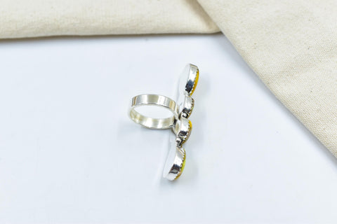 Handmade Honey Dahlia Turquoise & Sterling Silver Adjustable Ring