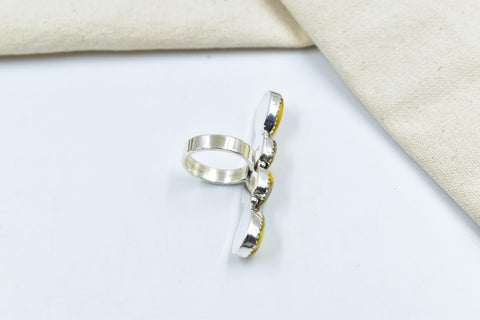 Handmade Honey Dahlia Turquoise & Sterling Silver Adjustable Ring