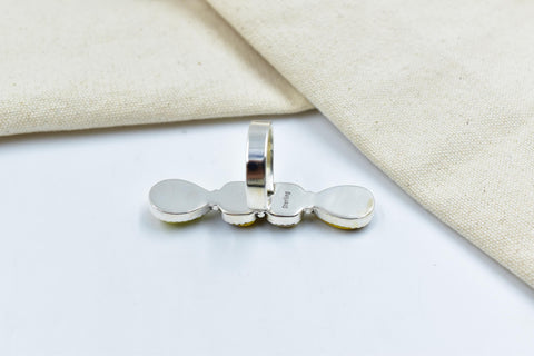 Handmade Honey Dahlia Turquoise & Sterling Silver Adjustable Ring