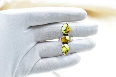 Handmade Honey Dahlia Turquoise & Sterling Silver Adjustable Ring