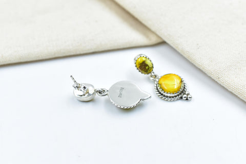 Handmade Honey Dahlia Turquoise & Sterling Silver Post Stud Earrings for Women