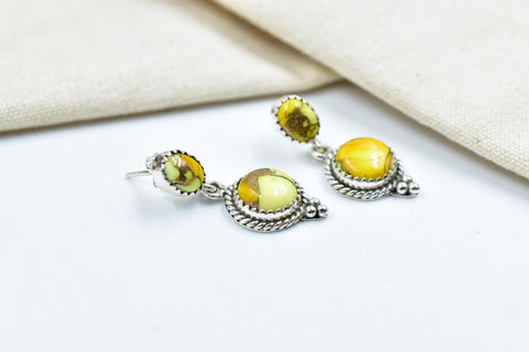 Handmade Honey Dahlia Turquoise & Sterling Silver Post Stud Earrings for Women