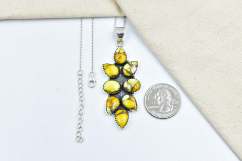 Handmade Honey Dahlia Turquoise & Sterling Silver Pendant with 16 inch Adjustable Chain