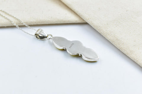 Handmade Honey Dahlia Turquoise & Sterling Silver Pendant with 16 inch Adjustable Chain