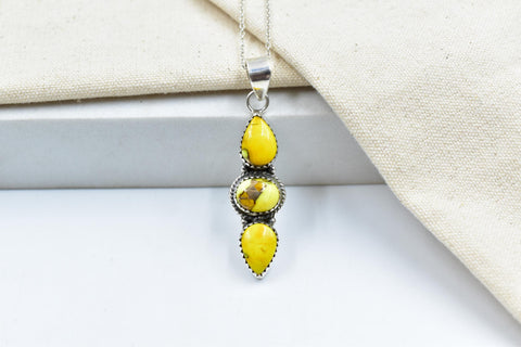 Handmade Honey Dahlia Turquoise & Sterling Silver Pendant with 16 inch Adjustable Chain