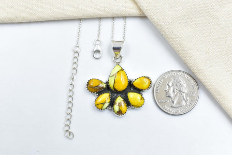 Handmade Honey Dahlia Turquoise & Sterling Silver Pendant with 16 inch Adjustable Chain