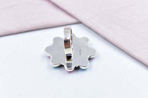 Handmade Cotton Candy Dahlia & Sterling Silver Adjustable Ring