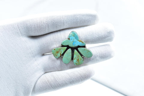 Handmade Royston Turquoise & Mojave Turquoise Sterling Silver Adjustable Ring