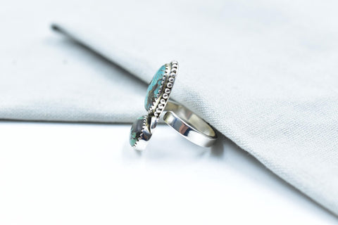 Handmade Hubei Turquoise & Sterling Silver Adjustable Ring