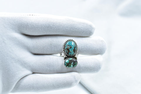 Handmade Hubei Turquoise & Sterling Silver Adjustable Ring