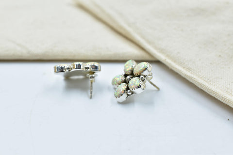 Handmade Balloon Opal & Sterling Silver Post Stud Earrings for Women