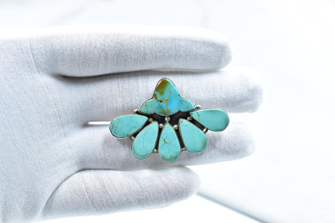 Handmade Royston Turquoise & Mojave Turquoise Sterling Silver Adjustable Ring