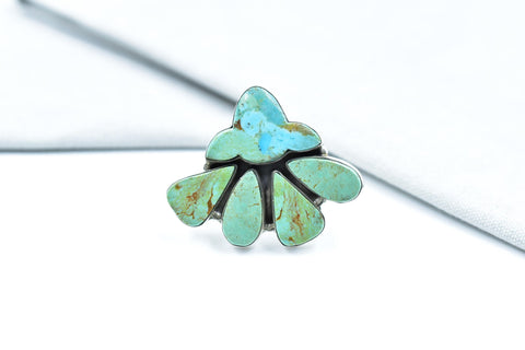 Handmade Royston Turquoise & Mojave Turquoise Sterling Silver Adjustable Ring