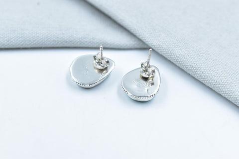 Handmade Royston Turquoise & Sterling Silver Minimalist Post Stud Earrings for Women