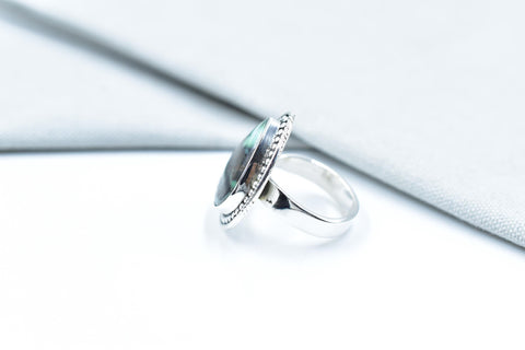 Handmade Black Bridge Variscite Turquoise & Sterling Silver Ring Adjustable Ring