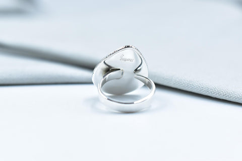 Handmade Black Bridge Variscite Turquoise & Sterling Silver Ring Adjustable Ring