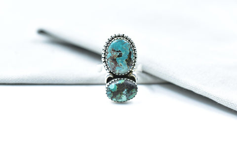 Handmade Hubei Turquoise & Sterling Silver Adjustable Ring