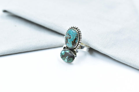 Handmade Hubei Turquoise & Sterling Silver Adjustable Ring